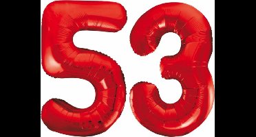 Folieballon 53 jaar rood 86cm
