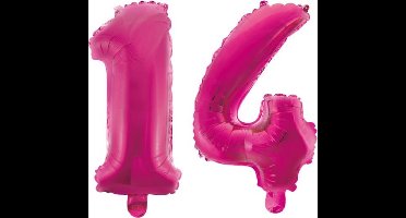 Folieballon 14 jaar roze 86cm