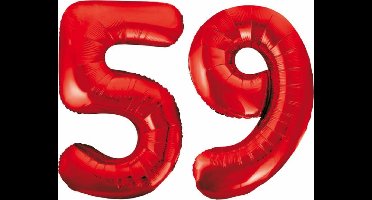 Folieballon 59 jaar rood 86cm