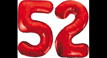Folieballon 52 jaar rood 86cm