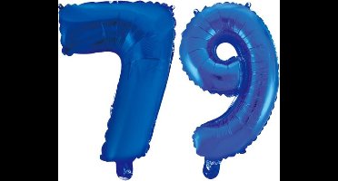 Folieballon 79 jaar blauw 86cm