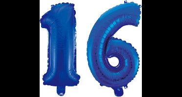 Folieballon 16 jaar blauw 86cm