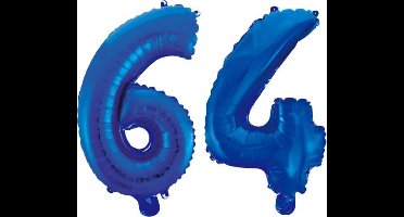 Folieballon 64 jaar blauw 86cm
