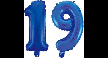 Folieballon 19 jaar blauw 86cm