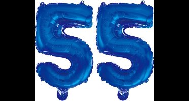 Folieballon 55 jaar blauw 86cm