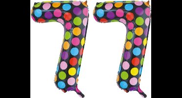 Folieballon 77 jaar stippen 86cm