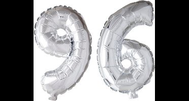 Folieballon 96 jaar zilver 41cm