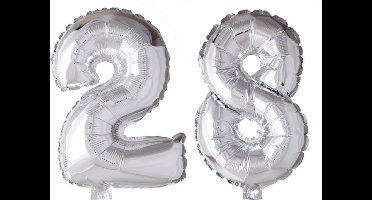 Folieballon 28 jaar zilver 41cm