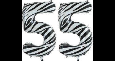 Folieballon 55 jaar zebra 86cm