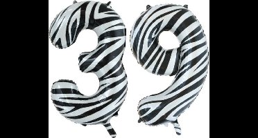 Folieballon 39 jaar zebra 86cm