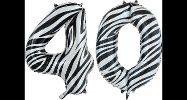 Folieballon 40 jaar zebra 86cm