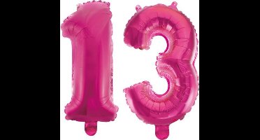 Folieballon 13 jaar roze 86cm