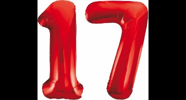 Folieballon 17 jaar rood 86cm