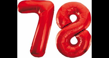 Folieballon 78 jaar rood 86cm