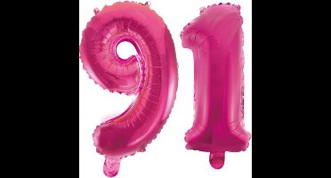 Folieballon 91 jaar roze 86cm
