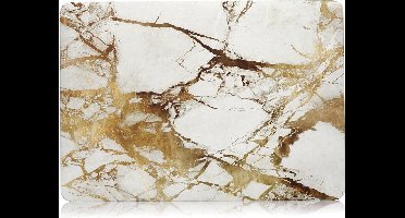 Shop4 - Geschikt voor MacBook Pro 16-inch (2019) Hoes - Hardshell Cover Marmer Wit Goud