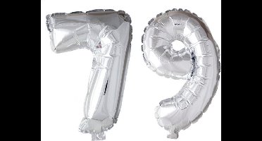Folieballon 79 jaar zilver 86cm
