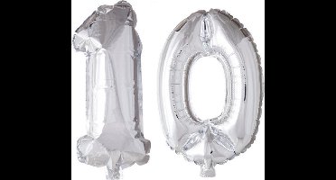Folieballon 10 jaar zilver 86cm