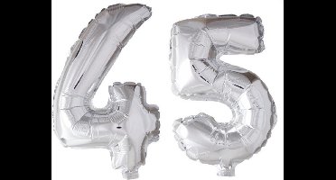 Folieballon 45 jaar zilver 86cm