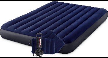 Intex 64765 Classic Downy Airbed + Kussens en Pomp 152x203x25 cm