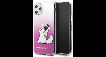 Karl Lagerfeld iPhone 11 Pro Back Cover TPU Kunstleer Hoesje - Bescherm je Telefoon - Roze