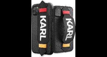 Zwart hoesje van Karl Lagerfeld - Backcover - Collection 2020 - iPhone 11 Pro - met KARL strap