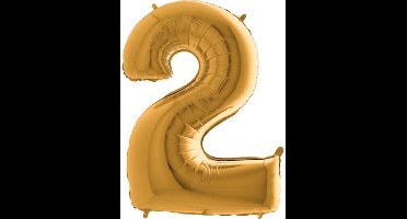 Folieballon - cijfer 2 - goud - Grabo balloons - 66cm