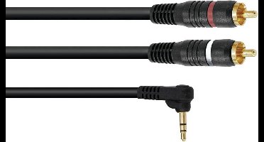 OMNITRONIC jack kabel 3 5 mm -  jack naar tulp - aux kabel - audio kabel 3.5 Jack 90°/2xRCA 1.5m bk