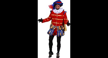 Prachtig Pieten kostuum - Hoogwaardig kwaliteit polyester fluweel - Piet Albufeira - Rood en blauw - Maat XL