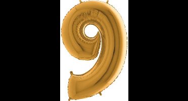 Folieballon - cijfer 9 - goud - Grabo Balloons - 66cm