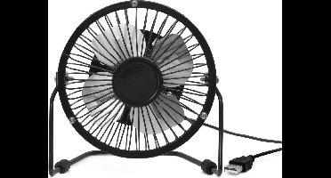 Kikkerland USB ventilator voor bureau – Thuiswerken – Kantooraccessoires – Geschikt voor Computer / Laptop / Powerbank - Inclusief micro-USB kabel - Zwart