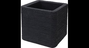 Pro Garden Plantenpot/bloempot Square - Tuin - stevig kunststof - antraciet grijs - 29 x 29 x 26 cm