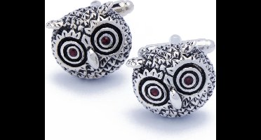 Manchetknopen - Uil Owl Uilenhoofd Zilver Donker Metaal