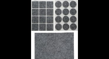 Benson Meubelvilt - 100x stuks - grijs - vilt - 3 formaten - anti kras vilt