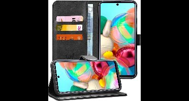 Hoesje geschikt voor Samsung Galaxy A71 - Book Case Kunstleer Wallet Cover Portemonnee Pasjeshouder Hoes Zwart