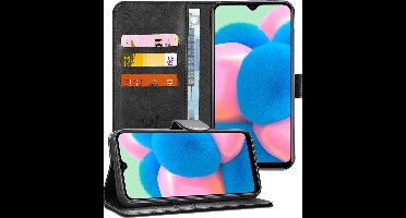 Hoesje geschikt voor Samsung Galaxy A30s - Book Case Kunstleer Pasjeshouder Zwart