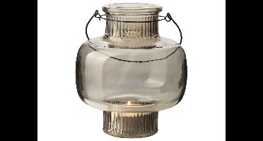 Gusta - Lantaarn - Bruin - Glas - ø17x20cm