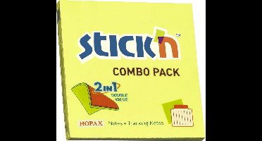 Stick'n Sticky Notes - 76x76mm - Neon Geel - 5 Tracking Notes - Gelijnd