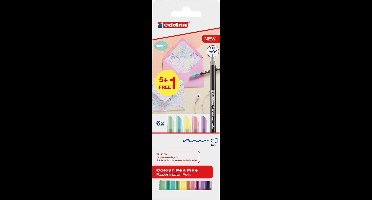 edding 1200 - fijne viltstiften in pastelkleuren - set van 6 kleuren - back to school