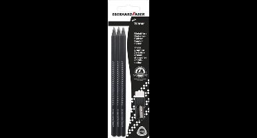 Eberhard Faber grafietpotloden 6 stuks - met gum/puntenslijper - zwart - EF-510197