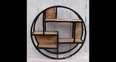 Wandrek - Rond - Industrieel - Zwart - Verspringend - Dia80cm - Muurrek - Incl Bevestigingsmateriaal