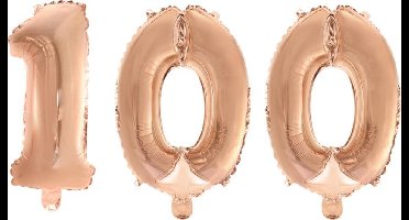 Folieballon nr. 100 Rosé Goud 41cm