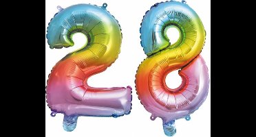 Folieballon nr. 28 Regenboog 86cm
