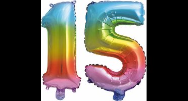 Folieballon nr. 15 Regenboog 86cm