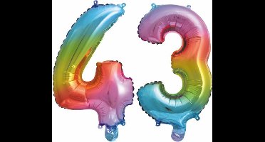 Folieballon nr. 43 Regenboog 41cm