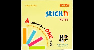 Stick'n Memoblok Magic Sticky Note - 76x76mm - 4x Pastel Kleuren - 100 Vel