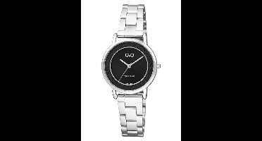 Q&Q dames horloge zilverkleurig met zwarte wijzerplaat QB99J208