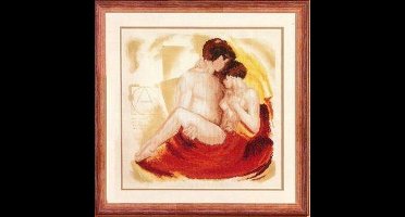 Borduurpakket verliefd koppel telwerk op linnen van Vervaco 29.209