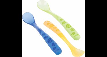 Nûby - Lange babylepels - 3st - Geel, Groen & Blauw