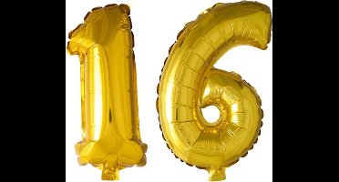 Folieballon nr. 16 Goud 41cm